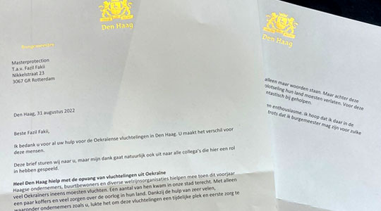 Bedankbrief Burgermeester Den Haag